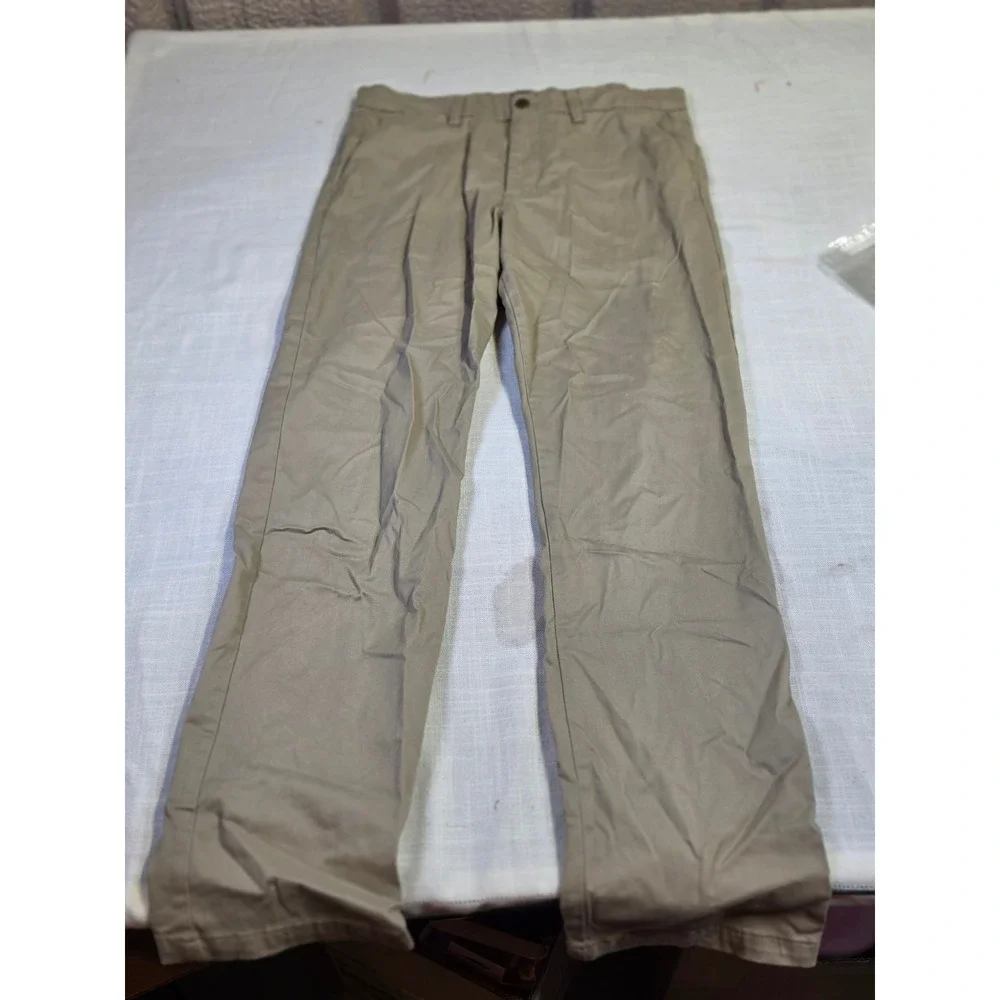 Lee Mens Khaki Chino Pants Straight Leg Tan Flat Front Stretch Trousers 34x34
